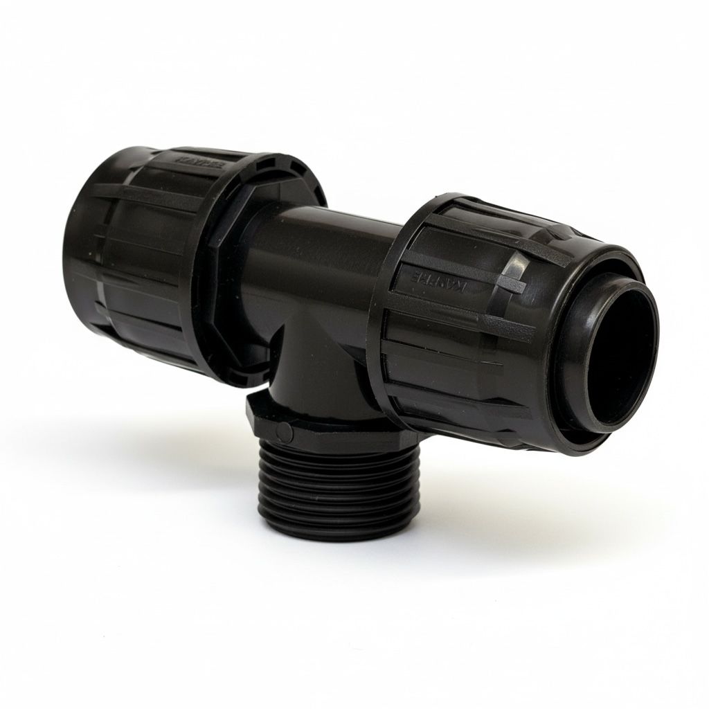 compression push fitting 2 side cap tee